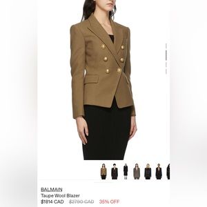 Balmain taupe wool blazer 36